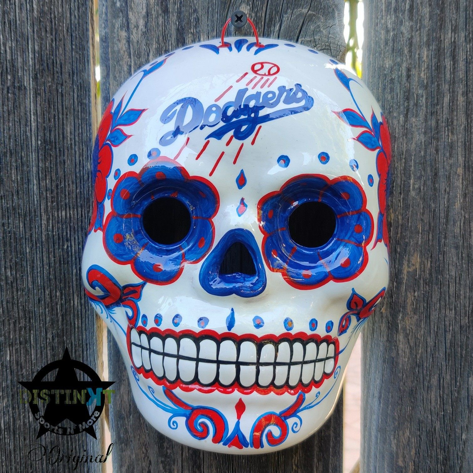 Handmade LA Dodgers Sugar Skull Sign