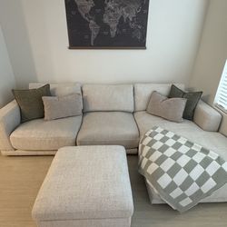 Modern 2-Piece Sectional with Storage Ottoman – Excellent Condition