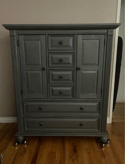 Gray Wood Wardrobe Armoire – Oxford Baby