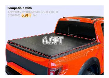 Tonneau Cover Compatible with Chevy Silverado/GMC Sierra 1500 Truck Bed 2500 and 3500 (Hard Folding, 6.9FT(2020-2024))