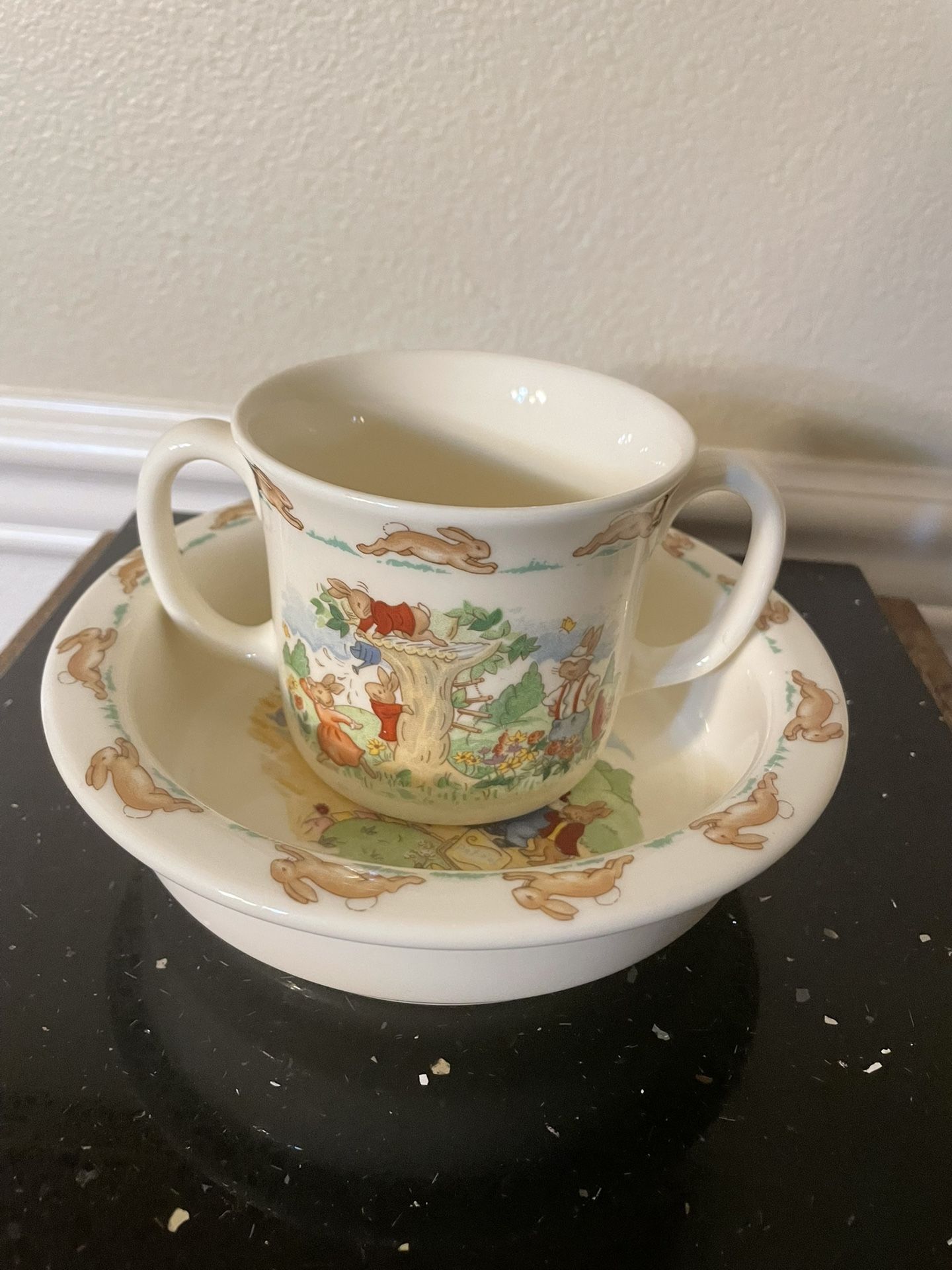 Royal Doulton Bunnykins made in England 1936 Mug- 8” Plate