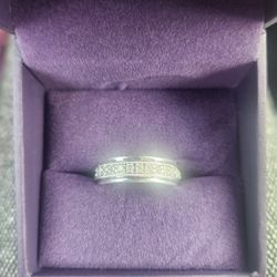 Zales Men's Natural Diamond White Gold Wedding Band Size 10