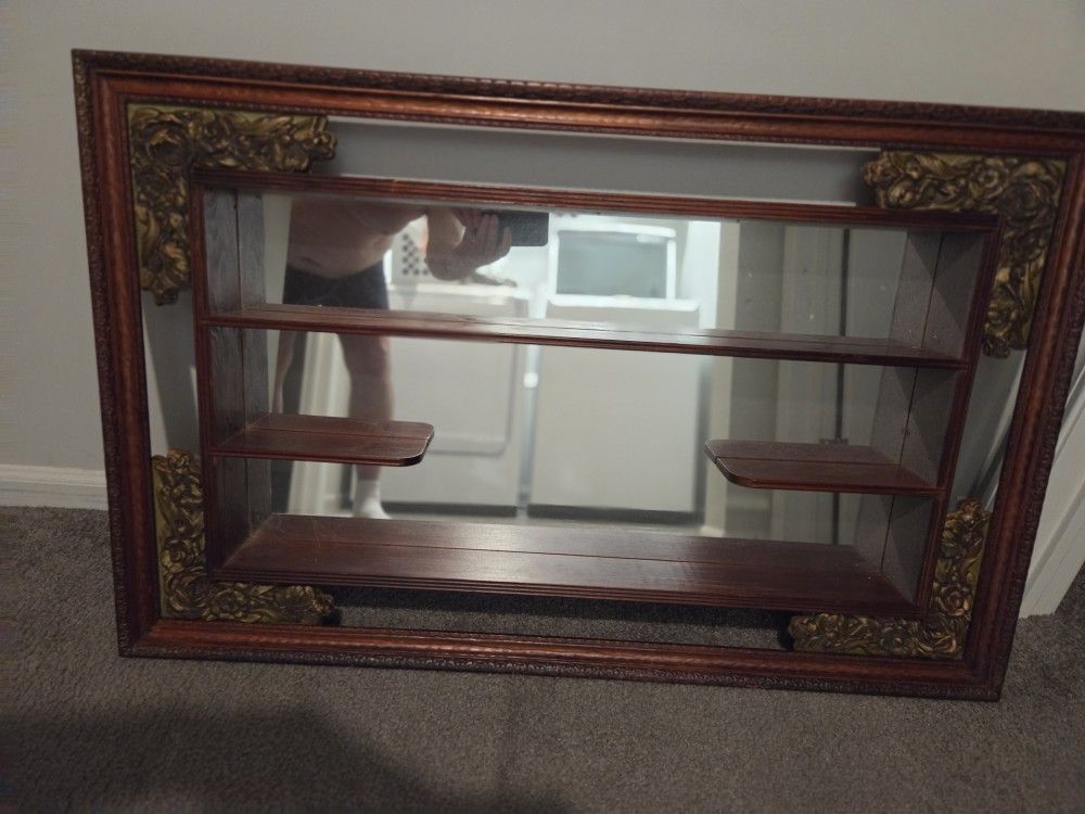 Antique Mirror Back Nick Nack Shelves