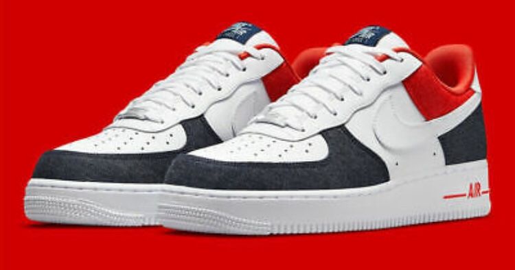 Nike Air Force 1 '07 LX Shoes "Denim" White Blue Red DJ5174-100 Men's Multi Size 