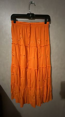 Orange floor length skirt