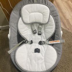 Baby Swing for Infants & Toddlers, Electric Bouncer with Remote Control, 3 Seat Positions, 5 Speeds, 5-Point Harness, Grey