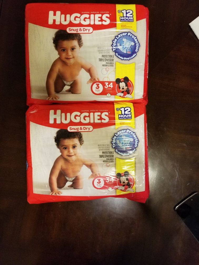 Huggies snug & dry size 3 - 34 diapers