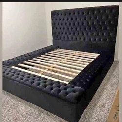 California King Size Velvet Bed Frame With Storage By ASHLEY 