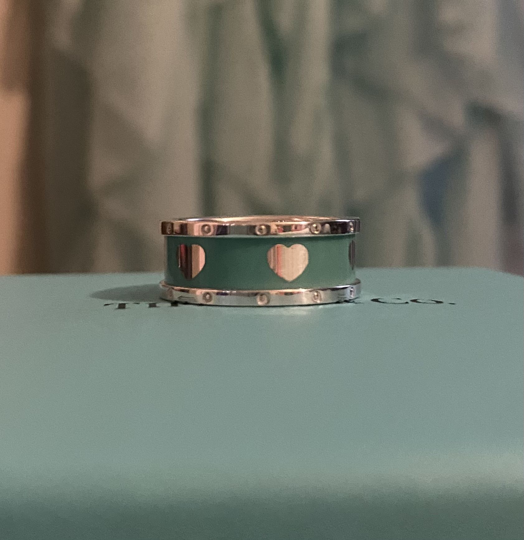 Tiffany Love Heart Enamel Ring Size 6 Authentic 