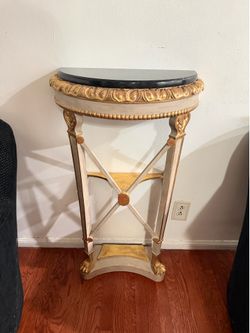 Elegant Half Moon Console Table with Marble Top