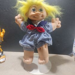 VINTAGE RUSS Troll KID Blue White Sailor Suit DOLL STUFFED ANIMAL PLUSH 12"  ( Plush Box )