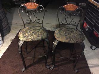 New Price! Two 4 ft. Tall Wrought Iron Bar Stools