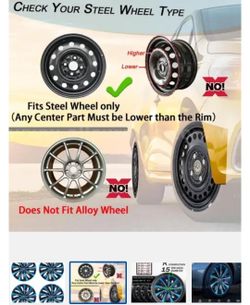 Hubcap Wheel Cover Replacement R15 Hub Caps Universal-Fit Steel Wheel Rim Cover ABS Material Exterior Accessories