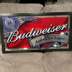 Budweiser Bar Mirror/Glass Sign Make Offer!
