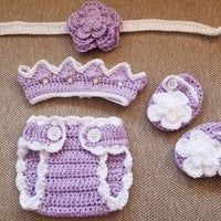 Crochet Baby Girl Princess Diaper Cover Outfit Photo Prop 