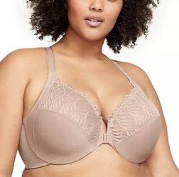 Glamorise 1246 Wonderwire Front Closure T-Back Bra Unlined Size 38D Cafe Beige