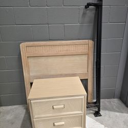 Twin Headboard, Metal Bedframe, And Nightstand - Reduced 