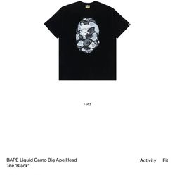 BAPE Liquid Camo Big Ape Head Tee ‘black’