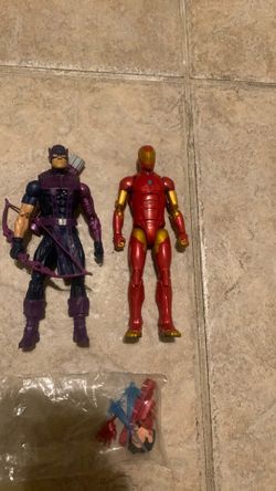 Lot of 2 Marvel Legends action figures Iron man and Hawkeye both for $25