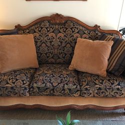 7ft Sofa/Couch with Wood Trim