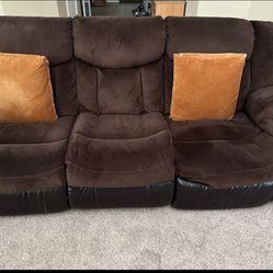 Brown couch with recliners