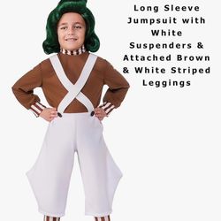Oompa Loompa 3T-4T Kids Halloween Costume Willy Wonka