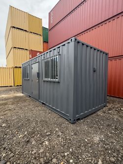 20FT ONE TRIP OFFICE READY SHIPPING CONTAINER – WIND & WATERTIGHT | HEAVY DUTY OFFICE UNIT | CONNEX BOX (OFFICE READY w/ ELECTRICAL PACKAGE)