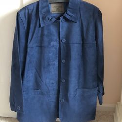 Blue Suede/Leather Coat - Brand New 