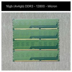 16gb (4x4gb) DDR3 - 12800 - Micron 