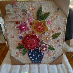 Handmade Beaded Floral Artwork Made Completely With Seed Beads