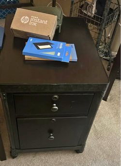 Dark Brown 2-Drawer Nightstand with Casters