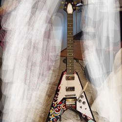 Jimi Hendrix style flying V guitar