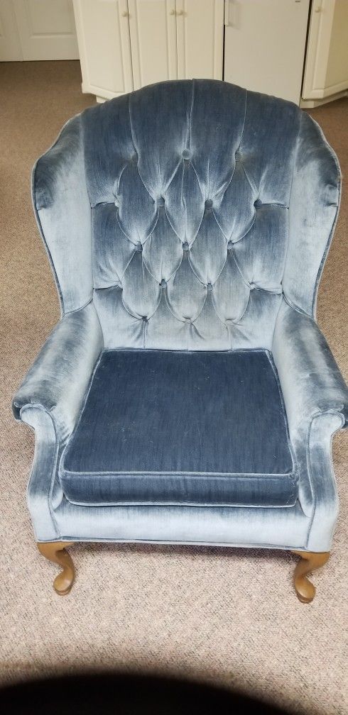 Velvet Blue Antique Chair