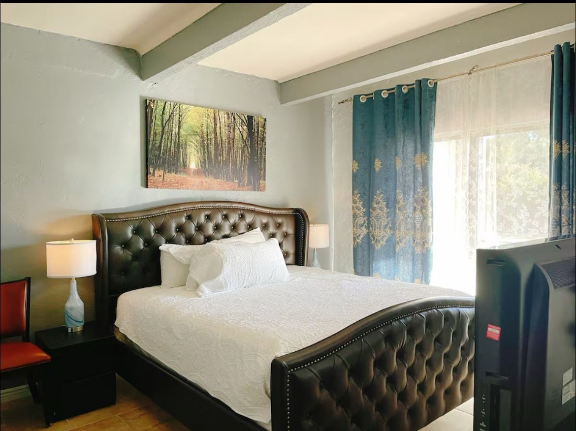 Faux Leather Queen Size Platform Bed Frame