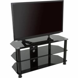 Black glass TV table or stand.