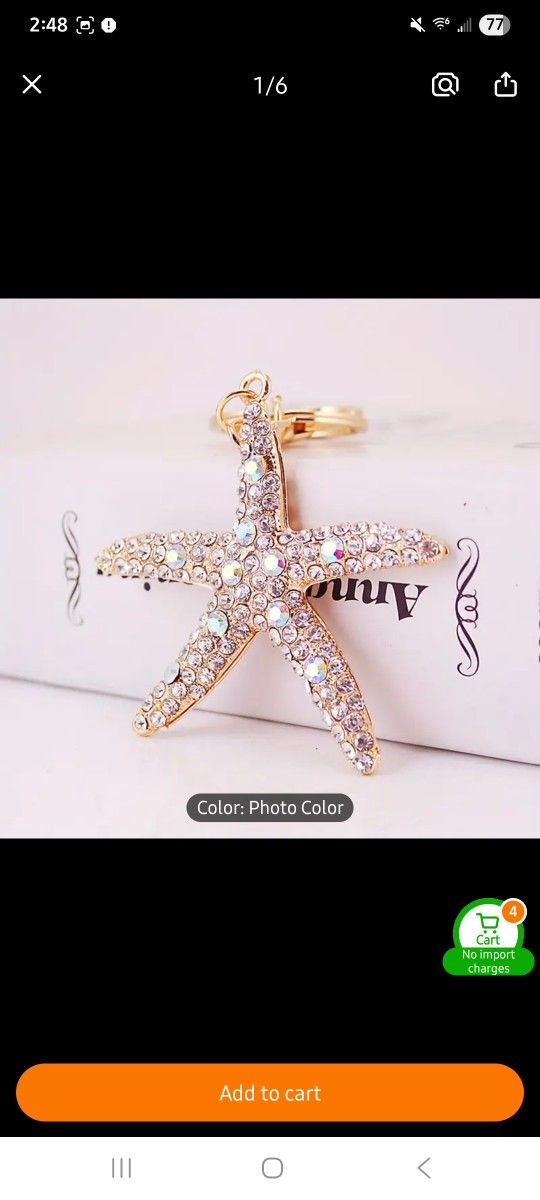 Starfish Bling Bag Charm/Keychain