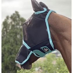 TGW RIDING Horse Mask Full Face Mesh Fly Mask Fine Mesh with Ears and Long Nose