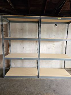 4 Tier Shelving 48 in W x 24 in D American Made Used Heavy Duty Steel Boltless Storage Rack Delivery Available