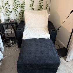 Black Lounge Chair With Storage And Ottoman