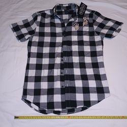Beetlejuice Checkered/Plaid Black and White Small Shirt