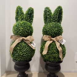 2 Viral Bunny Topiaries New! 