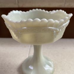 Vintage Milk Glass ( Blue Tint) Candy Dish