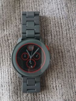 Movado Bold Chronograph Watch Black and Red