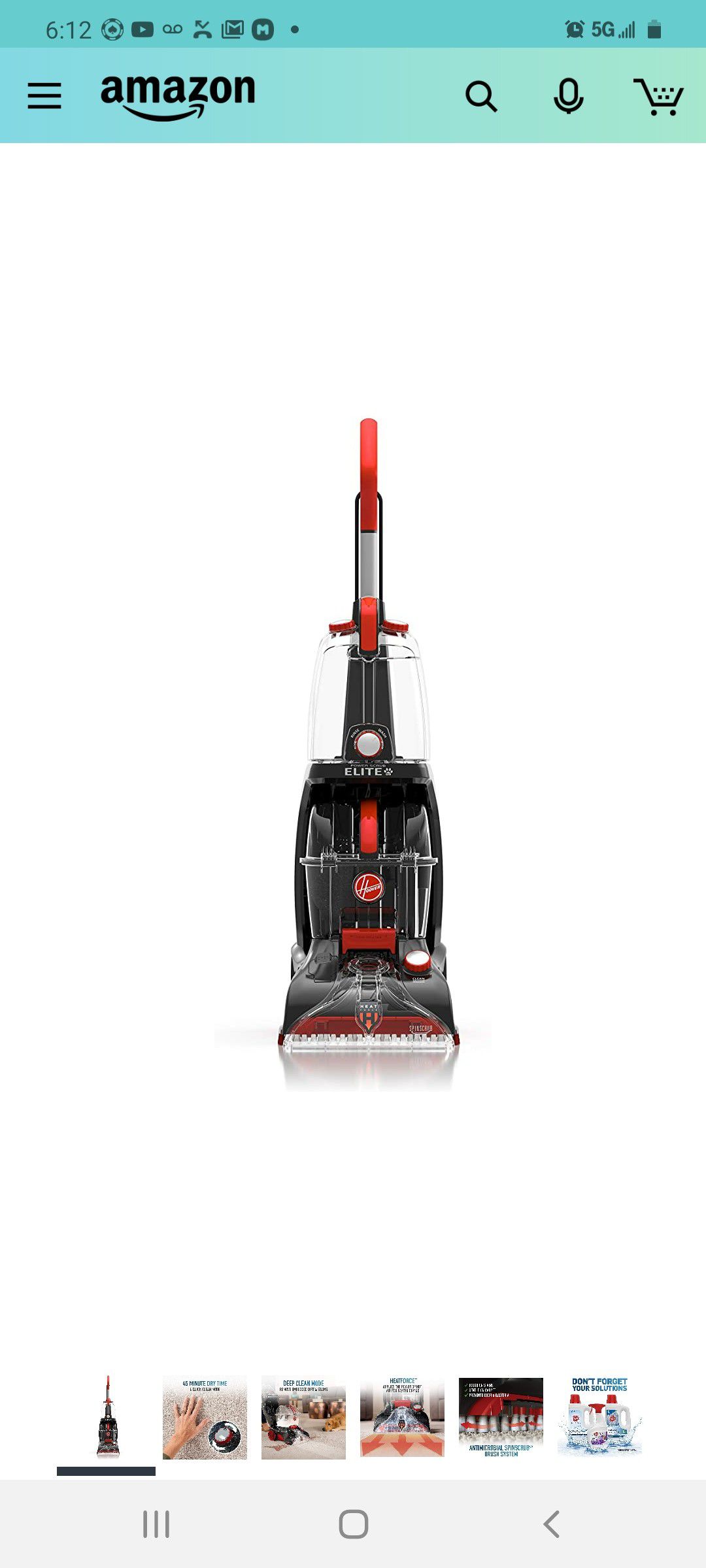 Hoover FH50251PC Power Scrub Elite Pet Upright Carpet Cleaner and Shampooer, Lightweight Machine, Red