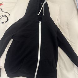 Black Zip Up Jacket w/ Hoodie