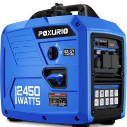 2450-Watt Portable Inverter Generator for Home Use, 1.6Gallon Large Fuel Tank Up to 8.3 Hours Use, 120V Gas Powered Generator Super Quiet - EPA Compli