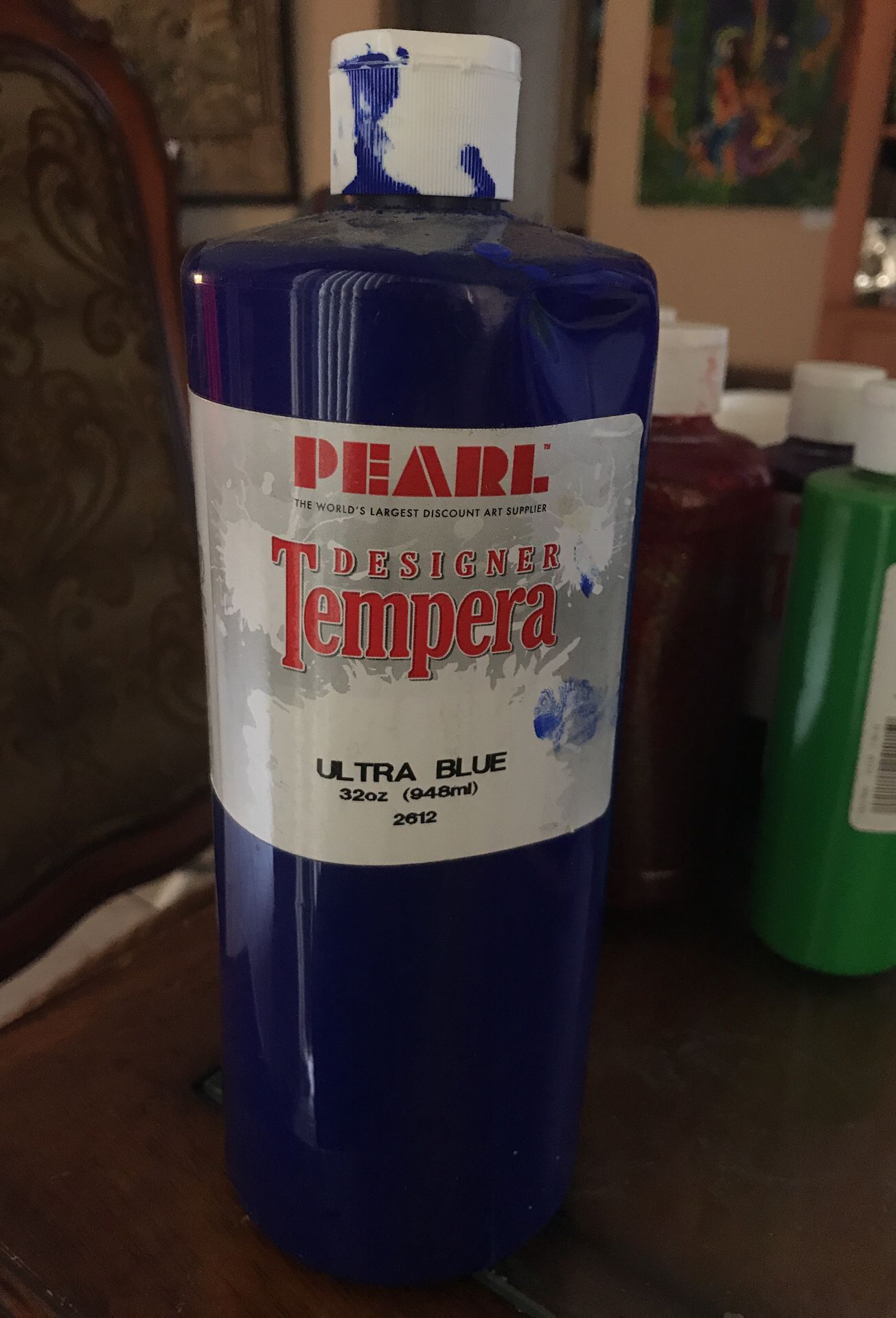 Pearl designer tempera paint ultra blue 32 oz bottle