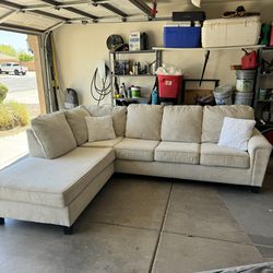 *Delivery Available* Beige 2 Piece Sectional Couch