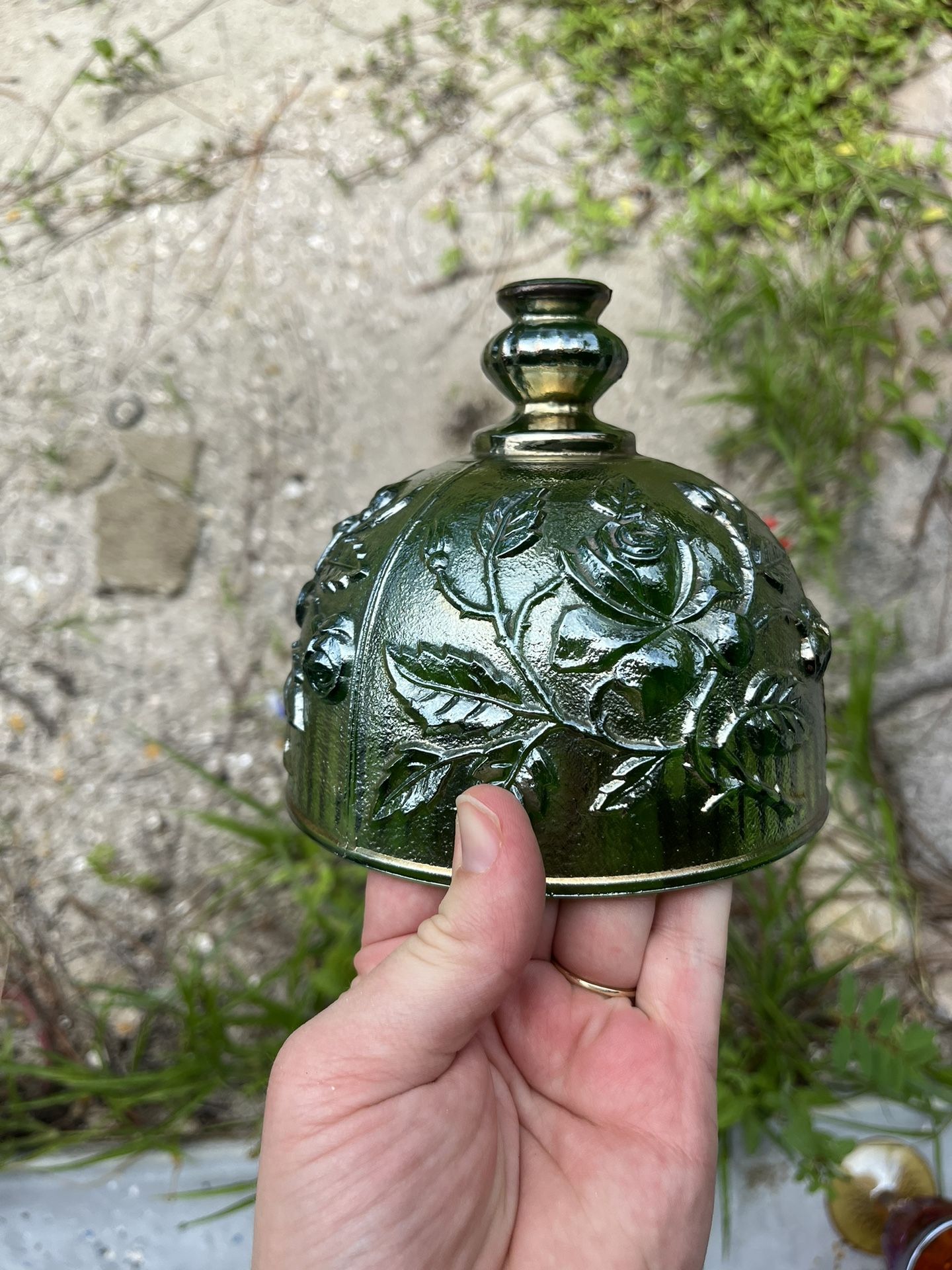 Imperial carnival Glass Green Iridescent Dish
