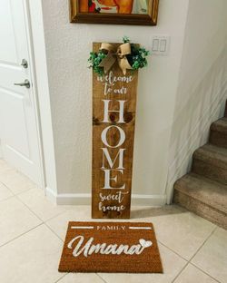 Welcome board and mat